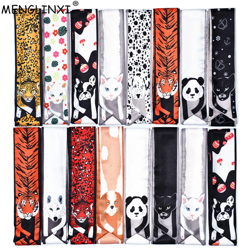Bufanda de seda Cheetah para mujer, 12 animales, bufanda de NUEVO Bolso para mujer, Foulard de marca de lujo, pañuelo para la cabeza con lazo, 2020