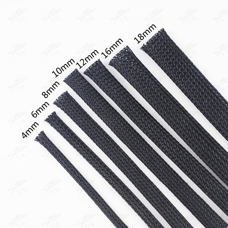 10M Black Braided Cable Sleeving PET Nylon Wrapping Cable Casing Cable Sleeves Wire 8mm/10mm/12mm/15mm/20mm/25mm