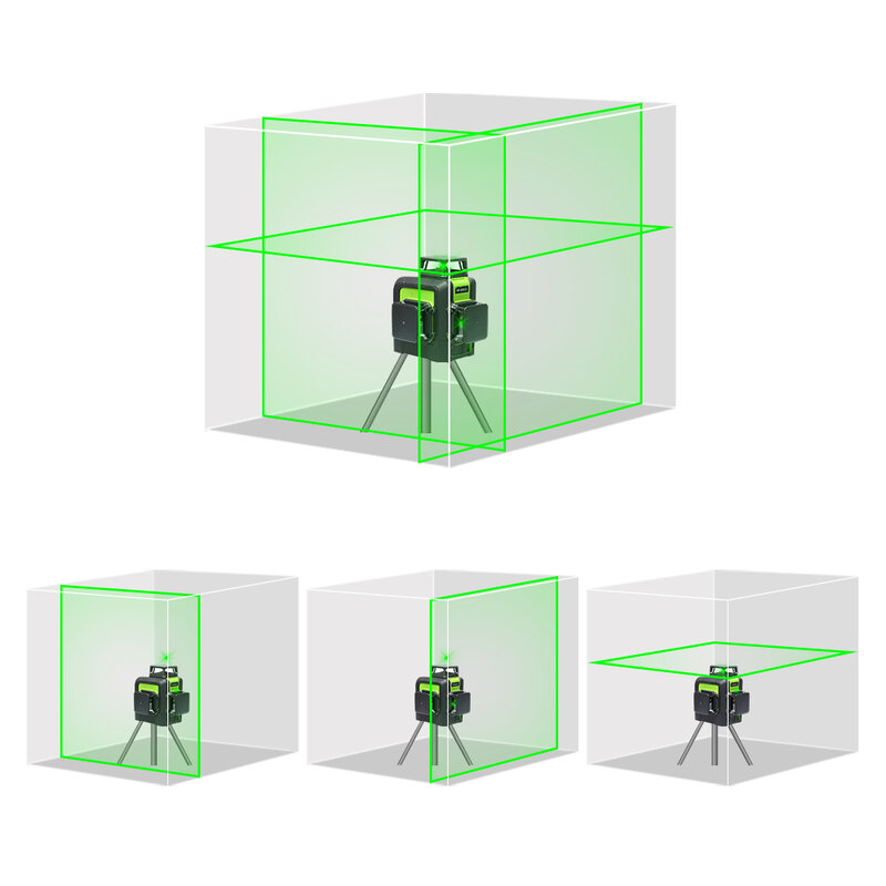 Huepar 12 линиий, лазерный аппарат для нивелирования 3D,12 линий, поперечный лазерныйлуч, горизонтальный зеленыйлазерныйлуч, 3x360,вертикальный и горизонтальный луч пересекают