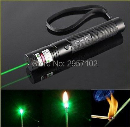 Quente! Poderoso ponteiro laser verde Sight com foco ajustável, Pen Head, Burning Match, 1000000m, 532nm