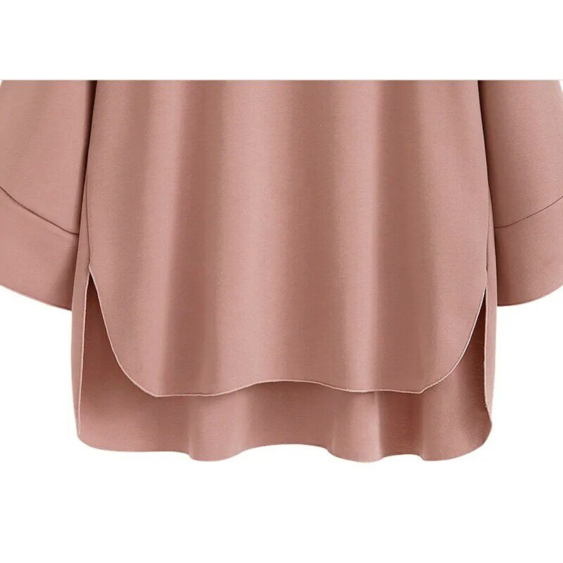 Высококачественная шифоновая блузка, рубашка, женская летняя Мягкая Повседневная Женская блузка, белый, черный, розовый, с расклешенным рукавом, женская одежда размера плюс 4XL