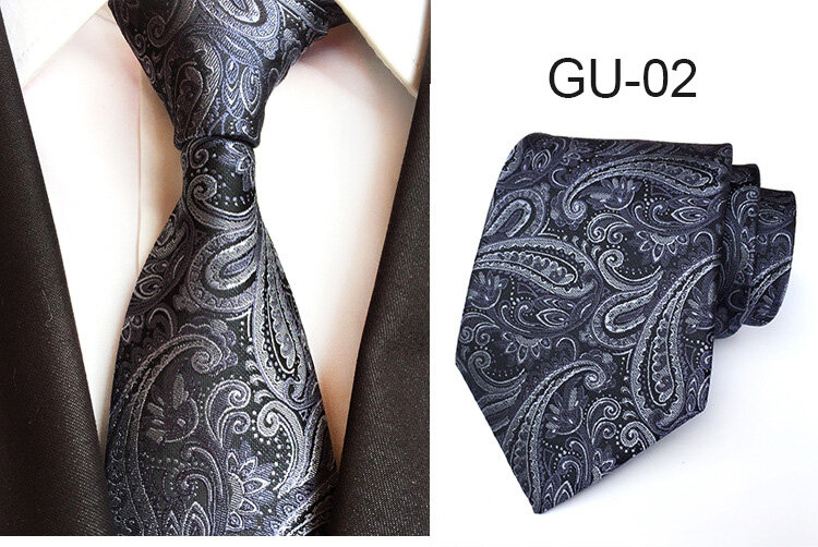 GUSLESON-남성용 클래식 넥타이, 8cm, 100% 실크 자카드 페이즐리 꽃 넥타이, 남자 신랑 비즈니스 넥타이 액세서리