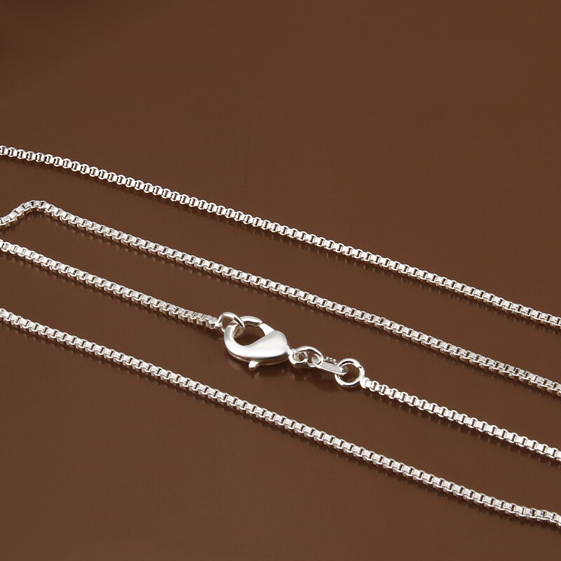 Wholesale 16-24inches Charms wedding 1MM Box style chain silver color cute women Men necklace jewelry silver fashion cute C007