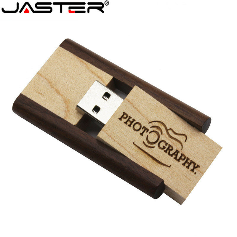 JASTER-unidad de almacenamiento externo USB 2,0, memoria usb de madera giratoria, 3 colores, 4GB, 8 GB, 16GB, 32GB, 64GB, logo personalizado gratis, envío gratis