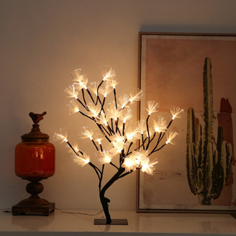 Lâmpada de mesa de luz de cereja led natal fibra óptica férias casa decoração do casamento árvore de fadas luz da flor fonte alimentação usb