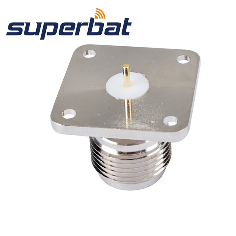 Superbat 2pcs N Female 4 Hole Panel Mount Straight with Solder Post Terminal 25*25mm Connector