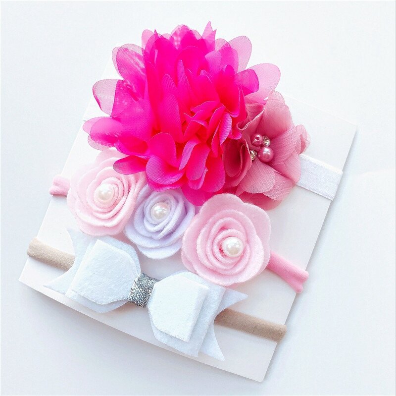 Bandeau bandeau élastique fleuri pour enfants | 3 pièces, bandeau à fleurs pour filles, accessoires pour la photographie
