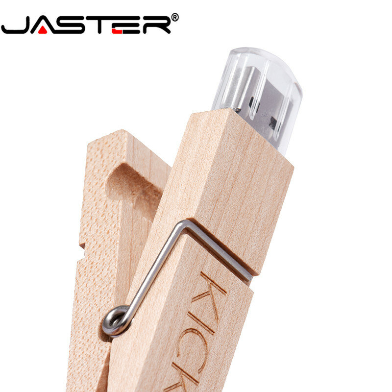 JASTER drewniany zacisk pamięć usb 4GB 8GB uchwyt pendrive 16GB pensenty klip pendrive pendrive logo personalizacja prezent