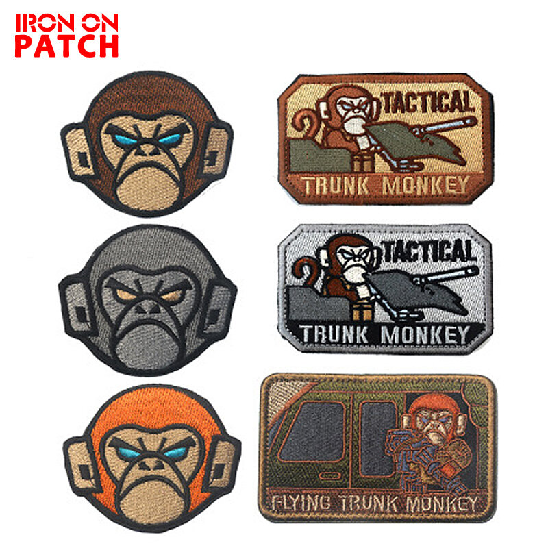 Tanks Monkey Tactical Trunk Monkey patch, parche bordado militar, gancho y lazo, brazalete, Charretera, botón, insignia para abrigo