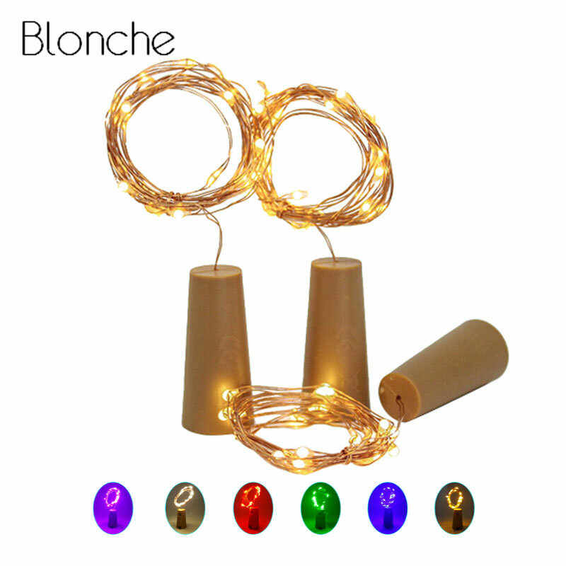 1M 2M LED Lamp String Light Glass Wine Bottle Stopper Fairy Light Cork Shaped Decoration for Bar Christmas Holiday Party 7 Color