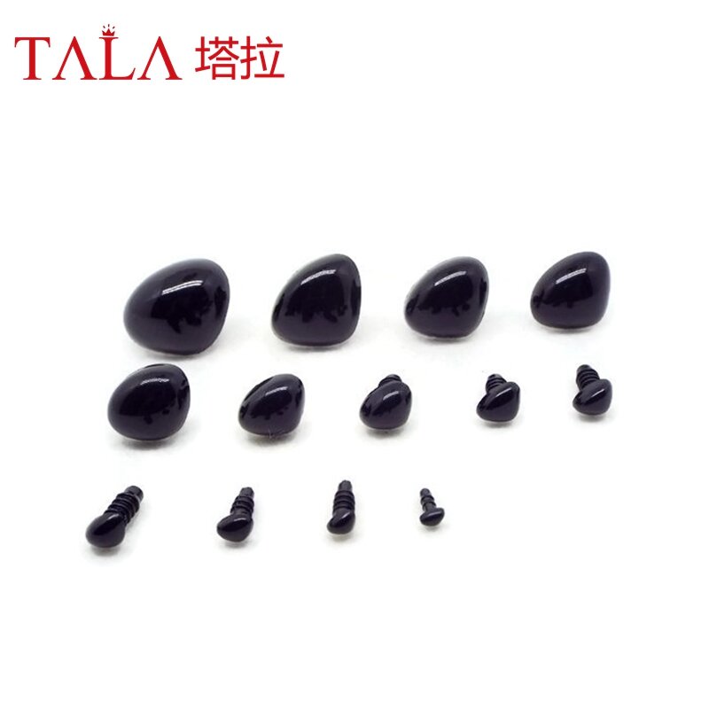 Nez de sécurité en plastique noir pour poupées Amigurumi, peluches, ours en peluche, livré avec des rondelles en plastique, 4.5mm-20mm