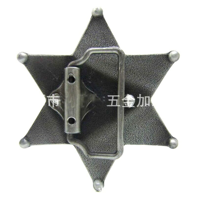 Mens' Belt Buckle 40mm Vintage Hexagon Sheriff Star Replaceable Western Buckles For Cowboy Cowgirl Men
