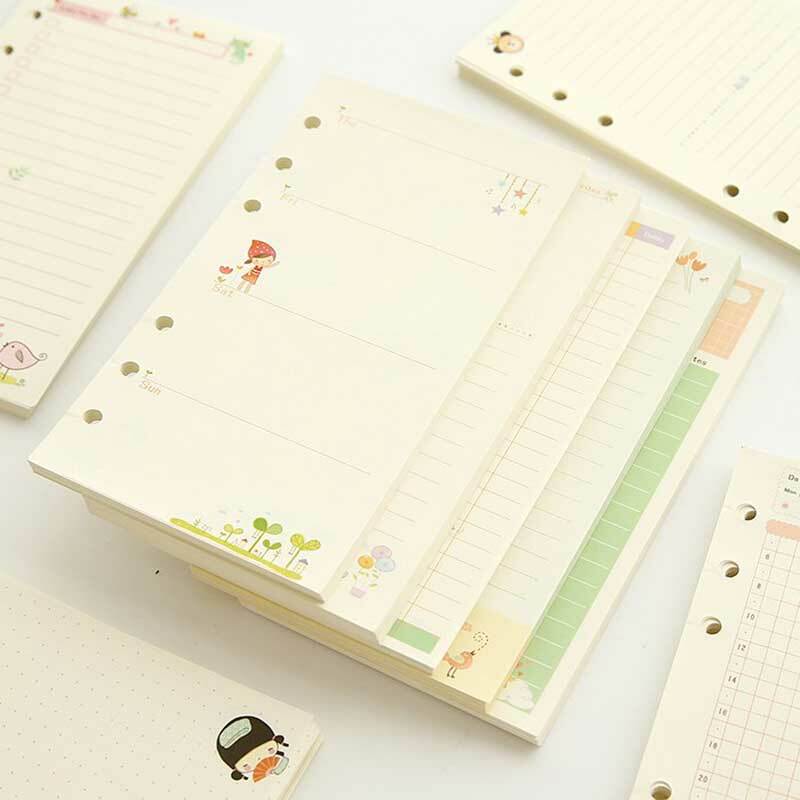 A5 A6 Notebook Refill Filler Papers Spiral Binder Planner Inner Page Inside Paper 2019 Planner Dairy Weekly Monthly Plan