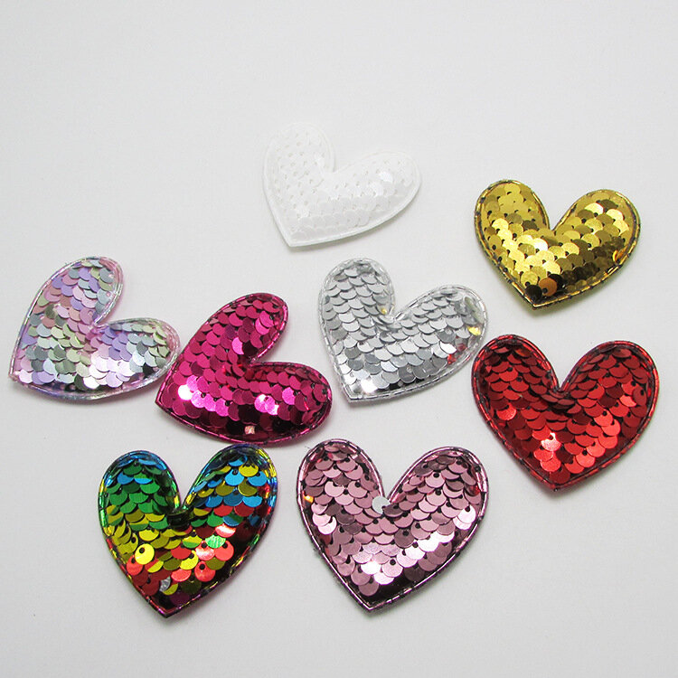 Acessórios 100 brilho arco-íris lantejoulas coração borboleta acolchoado aplique para crianças acessórios para decoração de sapato e calçados