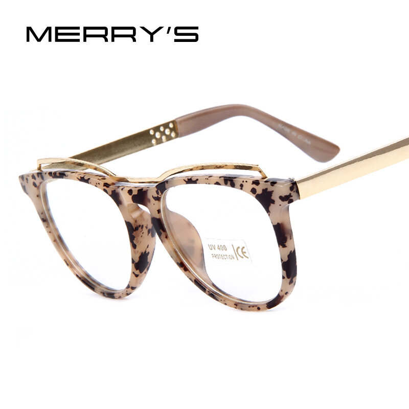 De las mujeres de la moda de ojo de gato gafas de diseñador de la marca de impresión marco mujeres de marcos de gafas de alta calidad