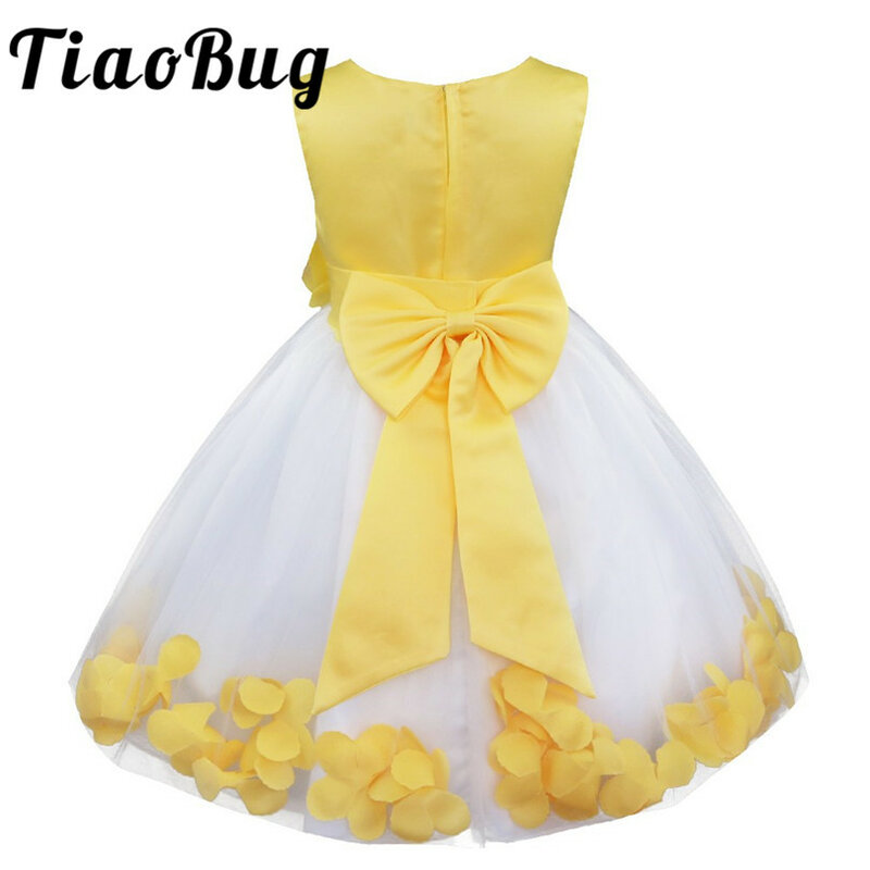 Tiaobug-女の赤ちゃんのための花のドレス,エレガントな花びらのパターン,結婚披露宴のためのフォーマルな服装