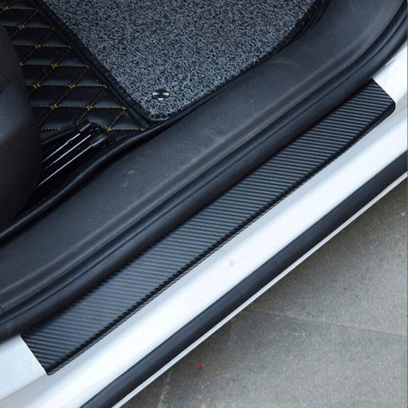 4Pcs Car Door Sill Protector,ประตู Sill Scuff แผ่นสติกเกอร์คาร์บอนไฟเบอร์, ฝาครอบประตู Anti Scratch สำหรับรถยนต์ SUV รถบรรทุกรถกระบะ