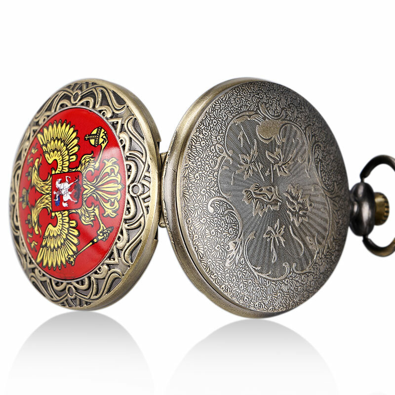 Berühmte Russische Doppeladler Nationalen Emblem Dome Gedenk Abzeichen Design Taschenuhr Kunst Sammlungen für Männer Frauen