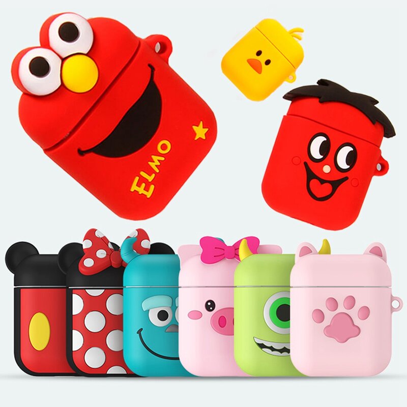 Headphone Case For Apple Airpods Cute Case Soft Silicone Bluetooth Wireless Charge Cover For Air Pods Anti Lost Key Rings Cases