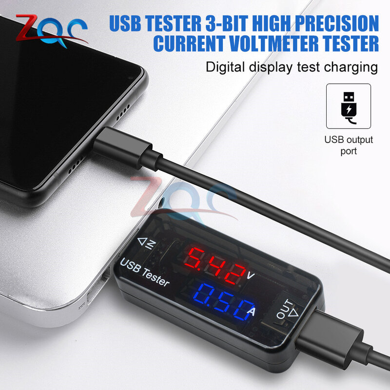 3-bit USB Current Voltage Charging Detector Mobile Power Current Voltage Voltmeter Ammeter USB Charger Tester High Precision
