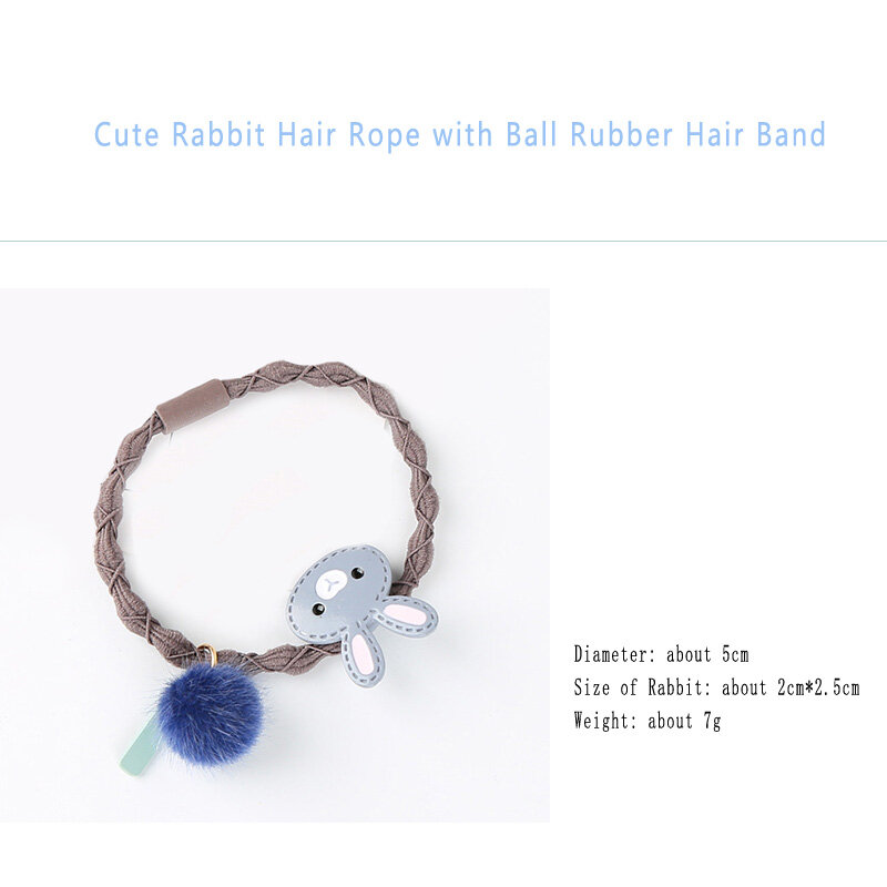 Cute Elastic Rubber Bands Girls Kids Cartoon Little Rabbit Ponytail Holders Headband Hair Rope Princess Headdress Hair Accessory