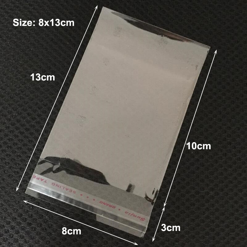 1000個/ロット8x108x1310x136x17cm透明透明自己粘着OPPバッグジュエリーポーチシールプラスチック包装バッグ