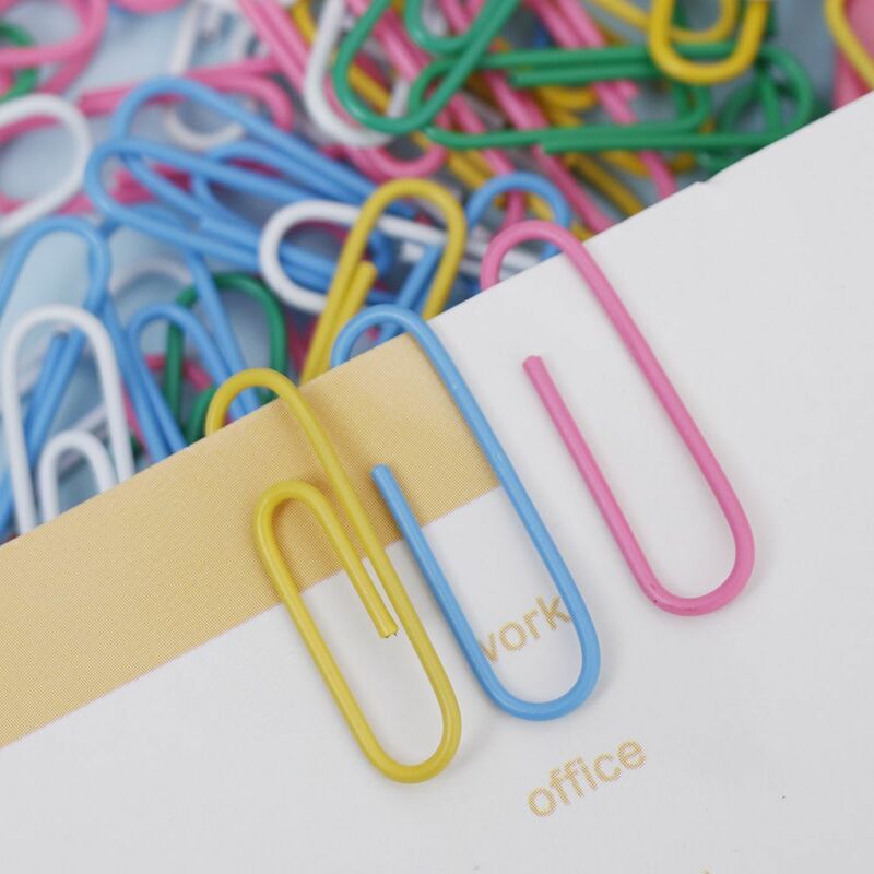 100 pcs/28mm 다채로운 종이 클립 및 핀 비닐 페인트 새로운 티켓 홀더 편지지 diy 사무실 학교 용품