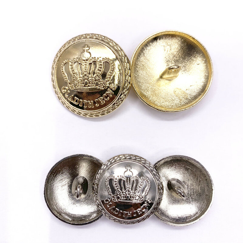 Corona metal botón oro o plata colorz suéter decoración de abrigo botones accesorios DIY 10 unids/lote JS-0001