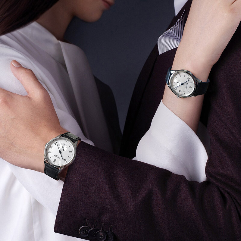 Agelocer relógio mecânico masculino e feminino, relógio de pulso de couro fashion casual dourado