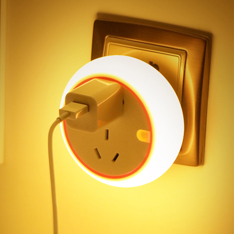 Mini lámpara LED de Control remoto con interruptor de pared de 5 pines, enchufe de seguridad de autodefensa, cargador para dormitorio, luz nocturna para dormir del bebé