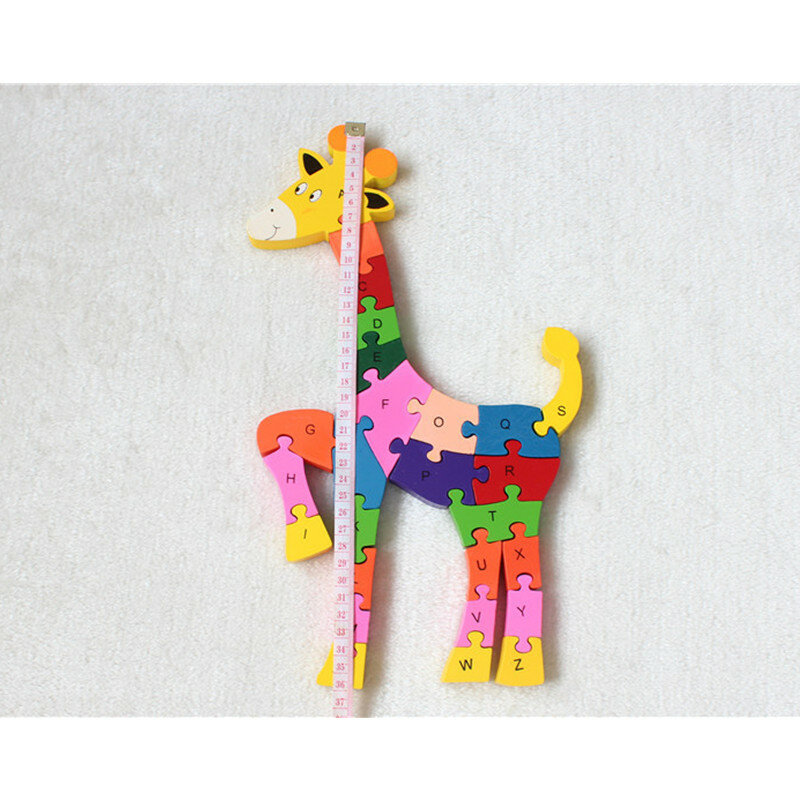 Brinquedos educativos de madeira para crianças 3D quebra-cabeças, girafa Jigsaw, novo