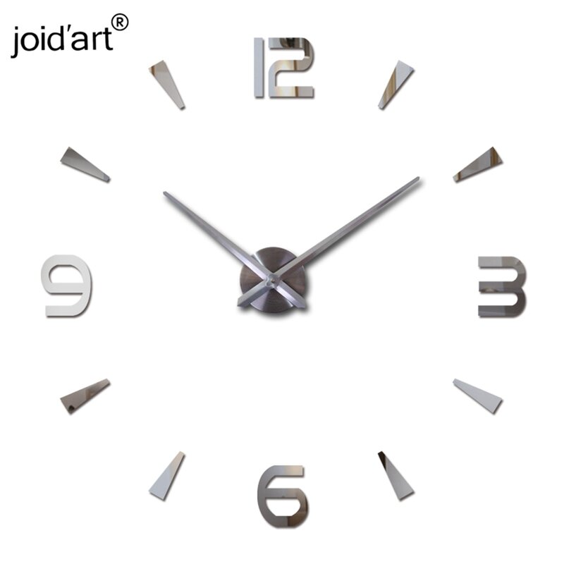 Relógio de parede acrílico para diy, relógio de quartzo com espelho adesivo 3d para a sala de estar