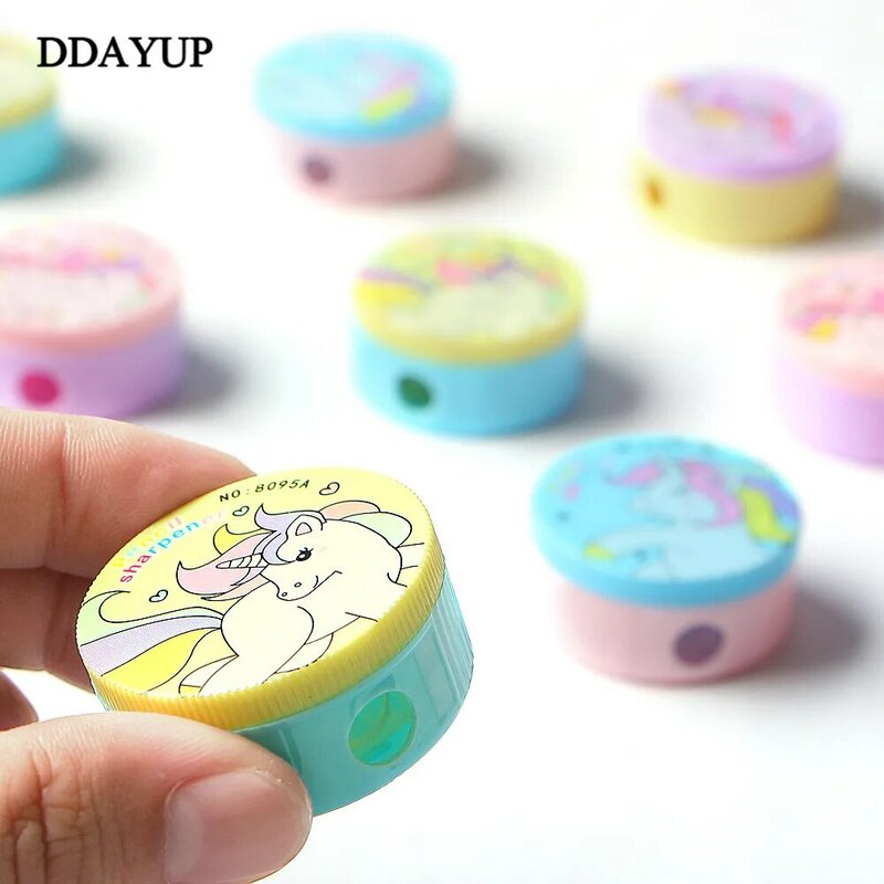 Taille-crayon en plastique pour enfants, 2 pièces, mignon Kawaii dessin animé licorne, cadeaux fournitures scolaires, papeterie manuelle