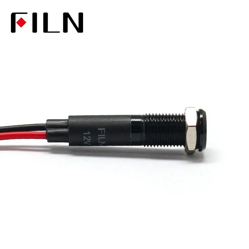 FILN-luz indicadora de señal neutra para salpicadero de coche, luz led roja, amarilla, blanca, azul y verde de 12v con cable de 20cm, 8mm