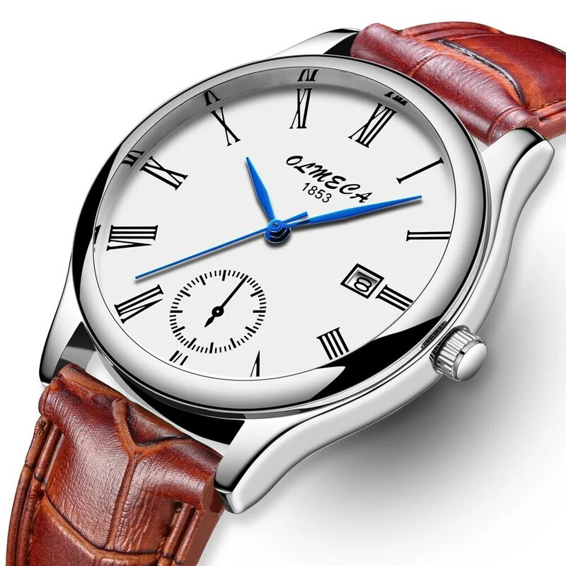 Fashion Casual duża tarcza data zegar męska zegarki kwarcowe kalendarz Relogio Masculino PU skórzany pasek zegarek biznesowy