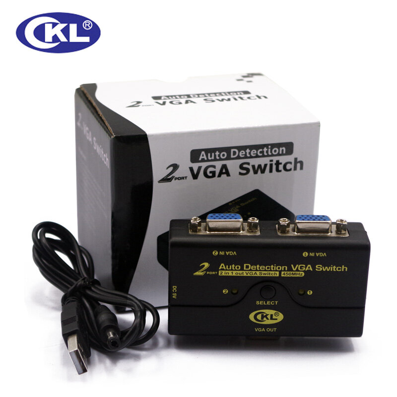 CKL 2 منفذ VGA التبديل مع السيارات كشف 1 رصد 2 أجهزة الكمبيوتر فيديو الجلاد يدعم 2048*1536 دوس ويندوز لينكس ماك CKL-21A