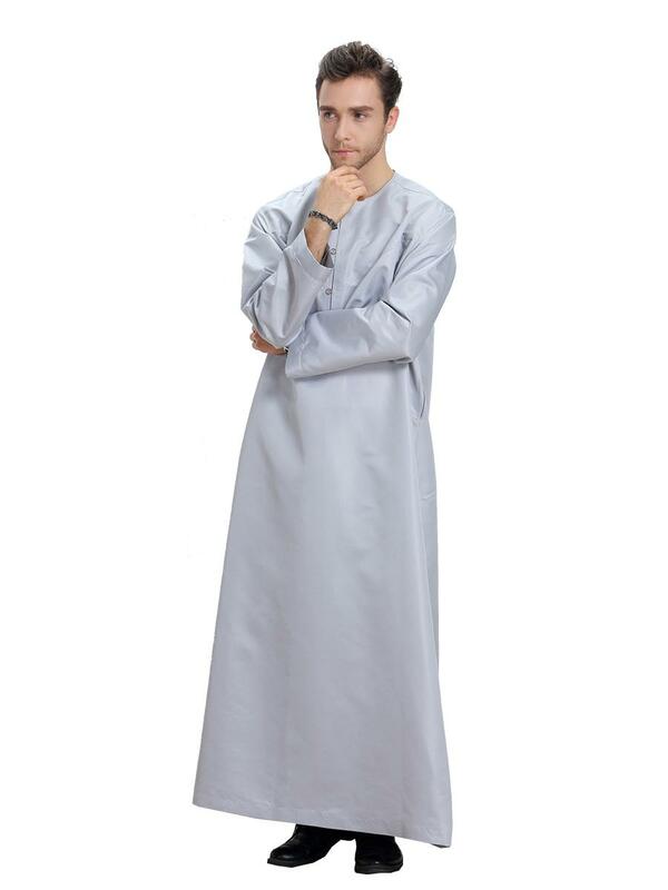 Baju Pria Muslim jubah Kaftan Pakistan tradisional Lengan Panjang Timur Tengah Thobe Arab Abaya gaun Turki Dubai Saudi Islam