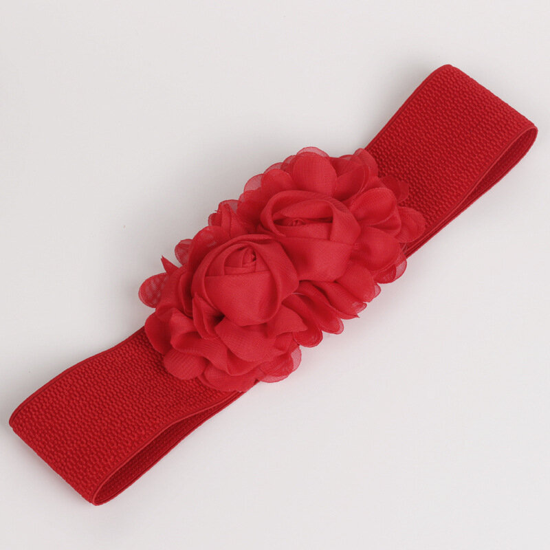 Cinturón elástico de flores para mujer, cinturón con hebilla para falda, para fiesta y boda, gran oferta