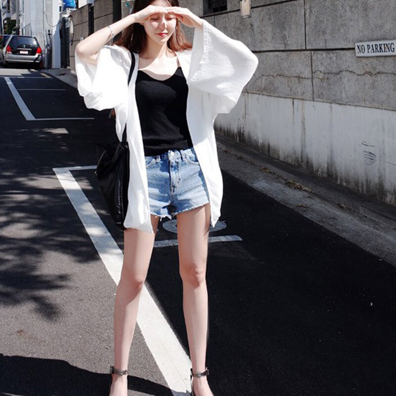 New mùa hè Hàn Quốc phiên bản của ánh nắng mặt trời quần áo bảo vệ nữ dài phần cardigan bãi biển quần áo hoang dã áo khoác mỏng bãi biển thủy triều