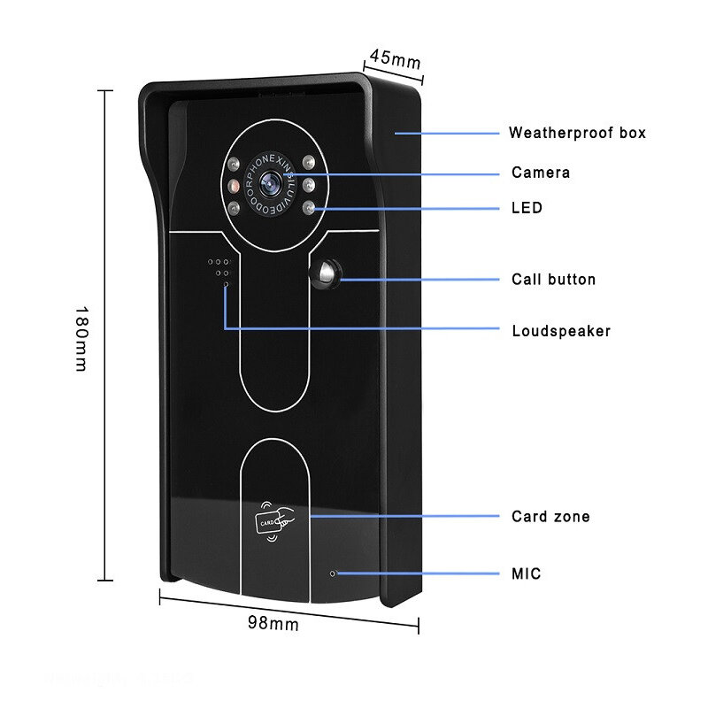 9''Inch Wired Vídeo Campainha do Interfone Intercom Kits Com Dual-way Interfone e Câmera de Visão Noturna IR Para Casa privada