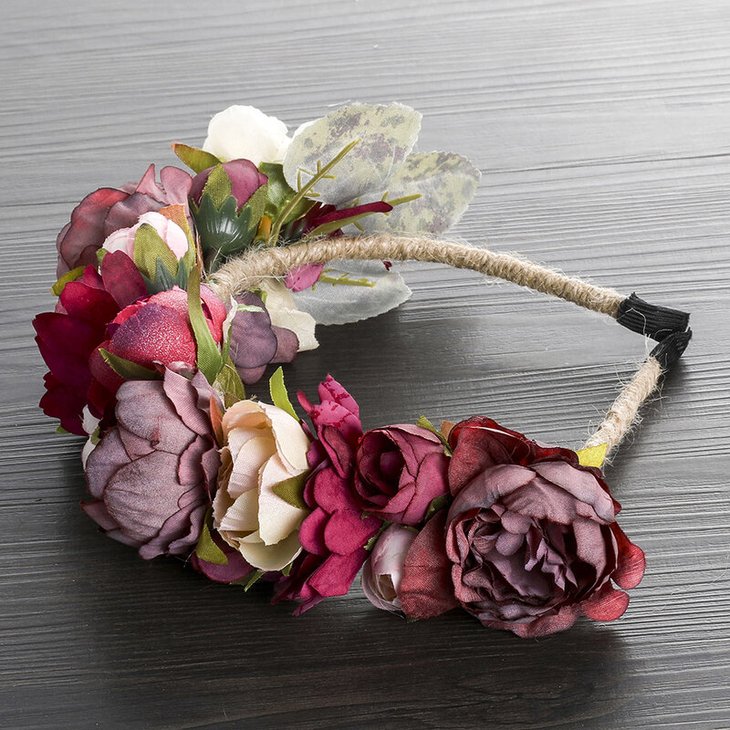MOLANS – couronne de fleurs pour mariée, accessoires de mariage, fait à la main, corde en chanvre, guirlande de cheveux, portrait à thème exquis, couvre-chef