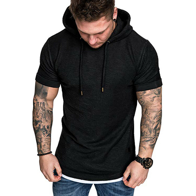 T-shirts Mannen Zomer Slim Fit Casual Patroon Grote Maat Korte Mouw Hoodie Top Blouse Casual Mannen Mode Hoge Kwaliteit c0509