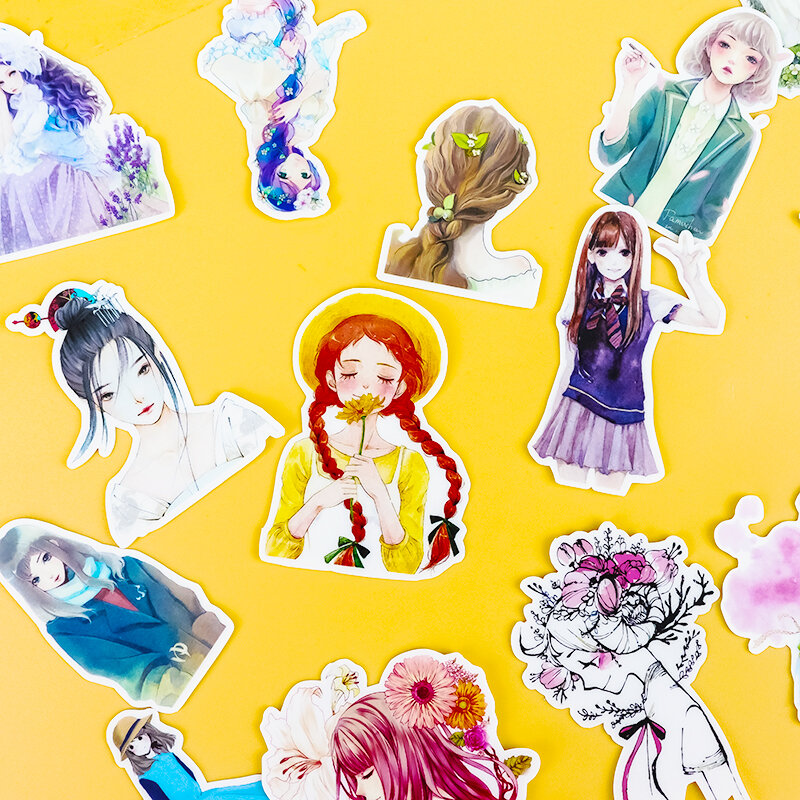 32Pcs tahan air Anime gadis ekspresi buatan rumah mainan anak stiker untuk kulkas bagasi Skateboard telepon DIY alat tulis