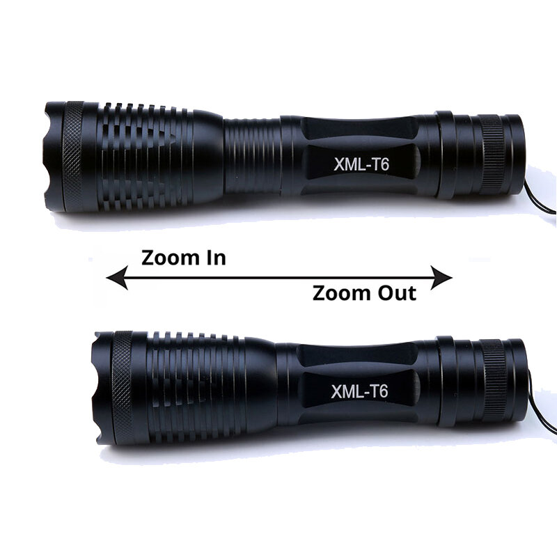 CREE XML T6 LED Flashlight 8000 Lumens Lanterna  Adjustable led Torch Zoom Tactical Flashlight + Charger +1* 18650 Battery