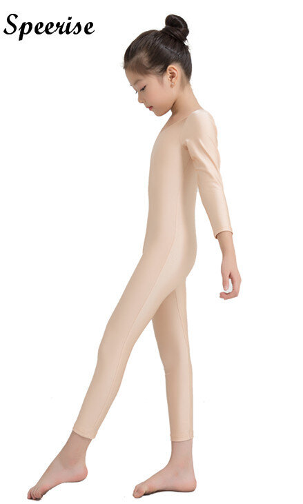 Speerise Anak-anak Baru Lengan Panjang Unit Trust Kulit Ketat Jumpsuit Spandex Full Body Scoop Neck Balet Kostum untuk Anak-anak