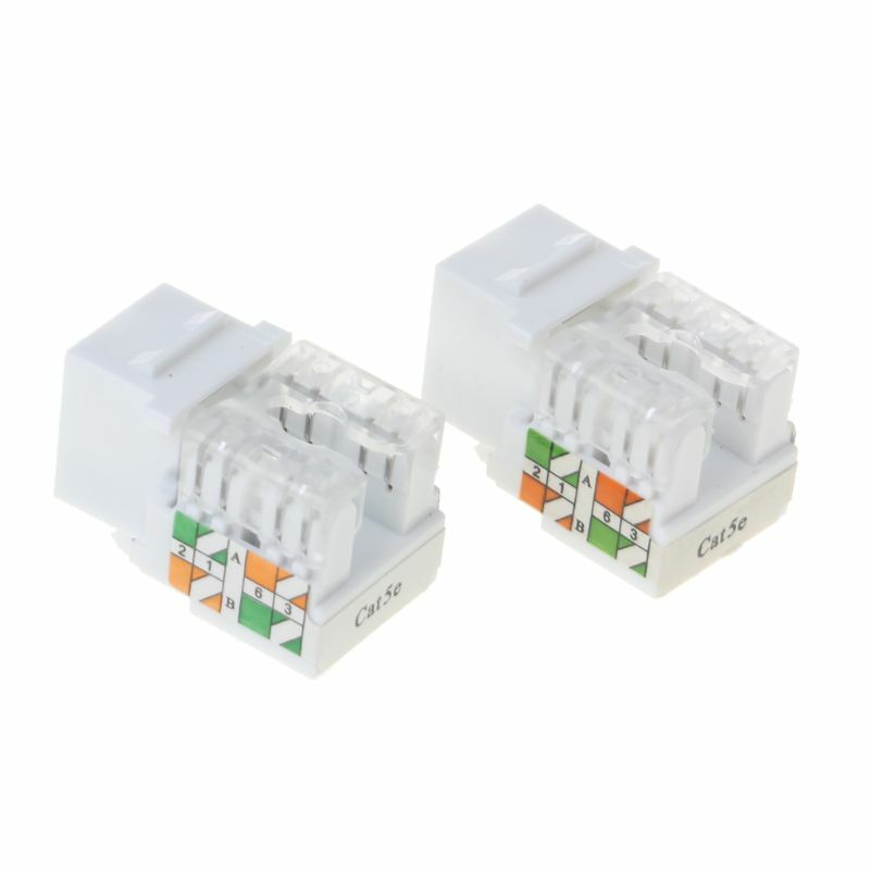 2 sztuk CAT5e moduł sieciowy gniazdo informacyjne RJ45 kable Ethernet moduł wtyczka złącze sieciowe Adapter Cat5e pozłacane Keysto