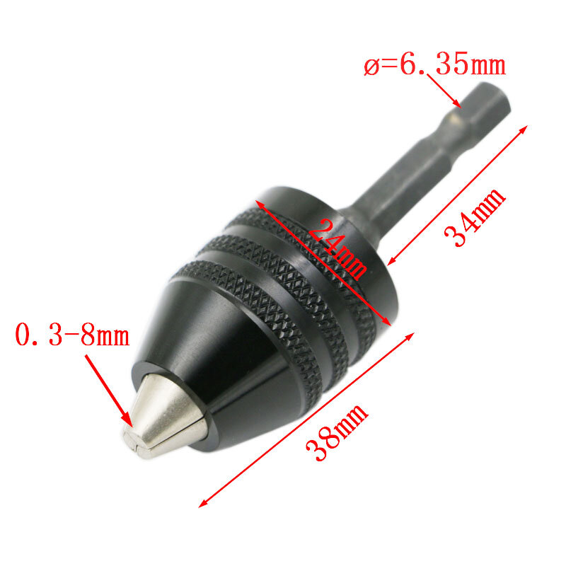 Chave de fenda sem chave 1 peça, 8mm, preto, chave de fenda, adaptador de impacto, 1/4 "0.3mm, haste hexagonal, ferramentas elétricas