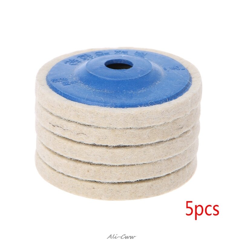 Roue de polissage ronde de 4 pouces, 5 pièces, en feutre de laine, polisseuses, tampons, disque tampon