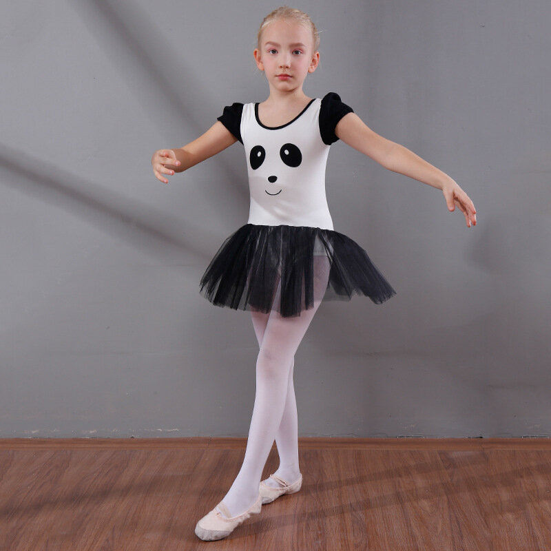 Girls Ballet Dancing Dress Female Dance Costume Girl Panda Performance Costume Short Sleeve Girl Children's day Costume D0790