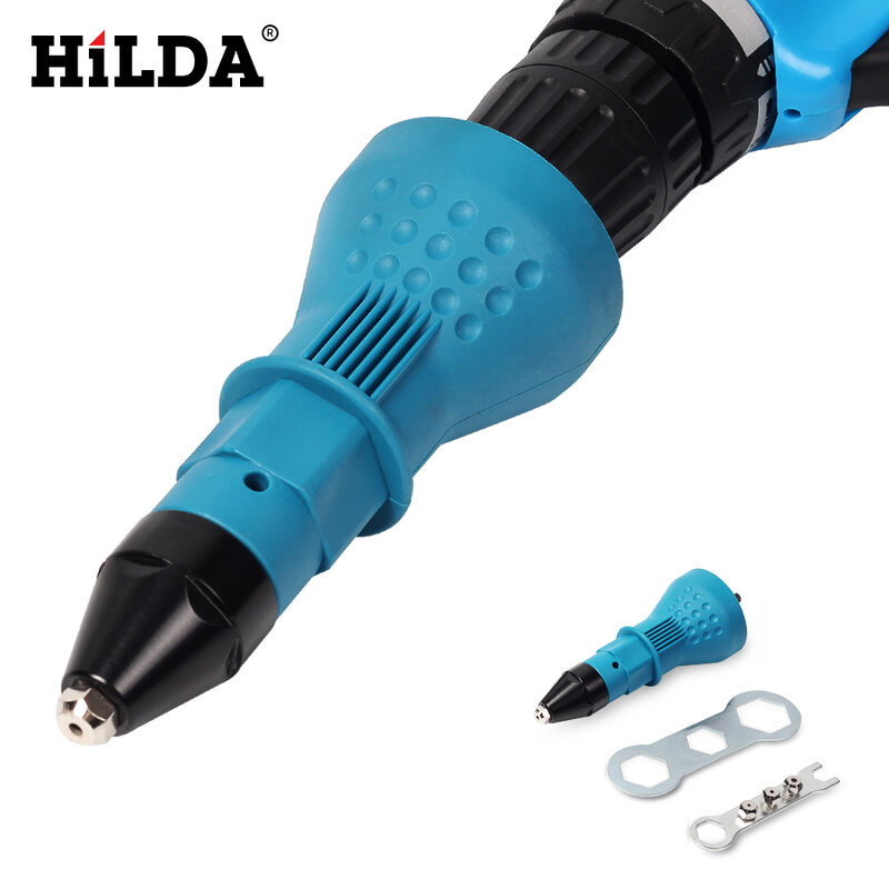 HILDA-herramienta remachadora de pistolas de remachado eléctrica, adaptador de taladro remachador inalámbrico, herramienta de tuerca de inserción, adaptador de taladro de remachado, 2,4mm-4,8mm